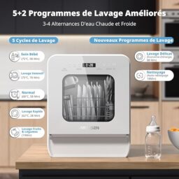Image du fabricant 3 du AIRMSEN Mini Lave-vaisselle blanc