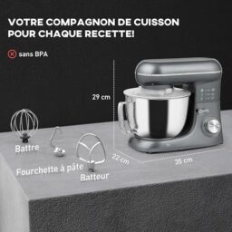 Image du fabricant 3 du Robot pâtissier HOMCOM argent