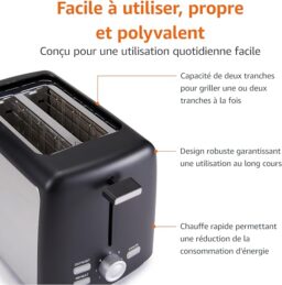 Image du fabricant 4 du Amazon Basics Grille-Pain noir