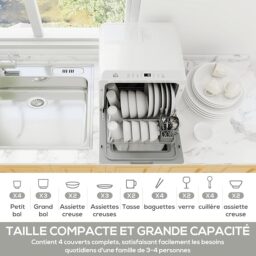 Image du fabricant 4 du HOMCOM Mini lave-vaisselle blanc