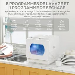 Image du fabricant 5 du HOMCOM Mini lave-vaisselle blanc